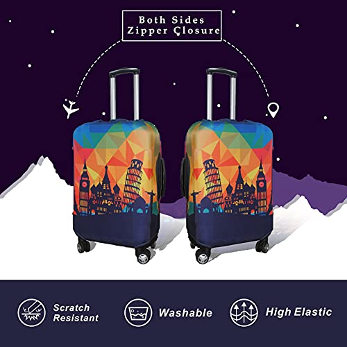 Image of Explore Land Travel Luggage Cover Air Approve Suitcase Protector Fits 18-32 Inches Case, Modern City, S, Luggage Cover