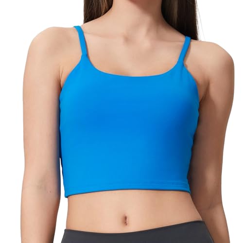 Image of Women's Strappy Stretch Sports Bra Longline Yoga Tank Top Fitness Bra Workout Camisole Crop Tops for Teen Girl
