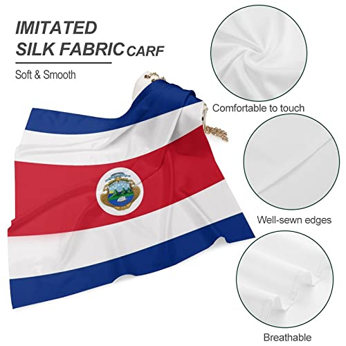Costa Rica Rican Flag Vintage Silk-Like Square Scarf Soft Bandanas Print Face Mask Headwear Handkerchiefs 18"x18"4
