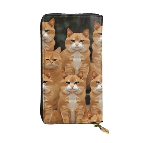 Orange Cats Wallet for Men Women Long Purse Leather Clutch Large Business Handbag Travel Phone Holder Credit Card Holder Money Case with Zipper Leather Wallets Gift