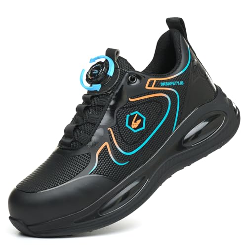 SmoothPace Arbeitsschuhe Herren Sicherheitsschuhe Damen Leicht rutschfeste Stahlkappenschuhe Bequeme Atmungsaktive Safety Shoes Mit Drehverschluss 37-46 EU