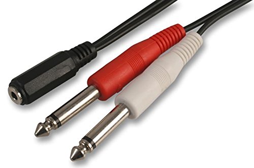 Pro Signal 3.5mm Stereo Jack Socket to 2x 6.35mm Mono Jack Lead, 500mm Black – Premium Audio Splitter/Combiner Cable – PSG03290