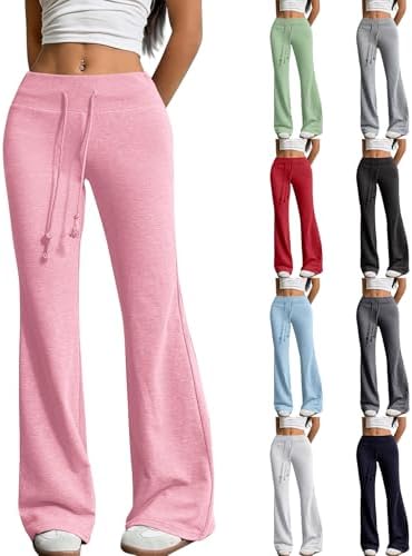 Flare Yoga Pants for Women Baggy Drawstring Low Rise Sweatpants Comfy Loose Bootcut Leggings Wide Leg Lounge Pants