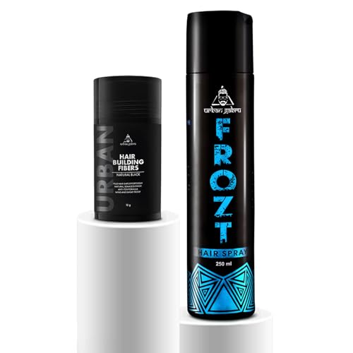 Image of UrbanGabru Hair Building Fiber (12GM) & Frozt Hair Spray for Strong Hold (250 ML)