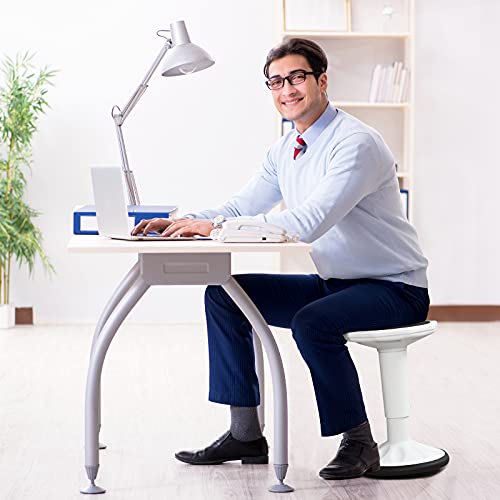 Image of Giantex Wobble Stools for Classroom Seating, Wiggle Stool with Adjustable Height, 24 inch Active Learning Stool, Sitting Balance Chair for School, Office Stand Up, Flexible Seating Wobble Chair (White)