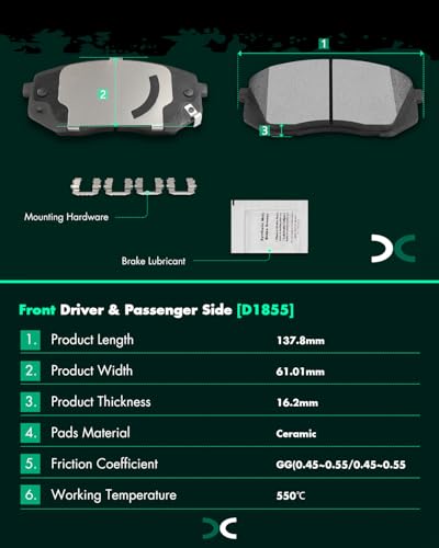 Image of SCITOO D1855 D1813 Ceramic Brake Pads Sets Front & Rear w /Hardware Replacement For Hyundai For Elantra GT /For Kona /For Veloster,For Kia For Forte /For Forte5 / For Optima /For Soul EV