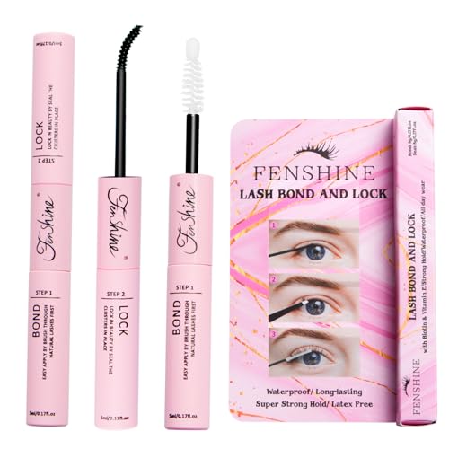 Fenshine Lash Bond and Seal,Cluster Eyelash Glue for Diy Individual-Eyelash Extensions,Super Strong Hold Cluster Lash Adhesive, Waterproof, Latex Free, Mascara Wand Glue (Lash Bond and Seal,5g+5g)