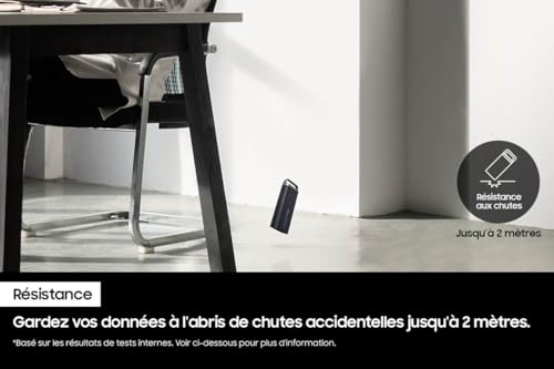 Samsung SSD Externe T5 EVO Portable, 8 To, Vitesses de lecture/écriture Jusqu'à 460 Mo/s, USB 3.2 Gen1, Compatible MacOs, PC, appareils Android, consoles de jeux, Noir, MU-PH8T0S/EU