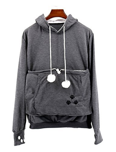 SAIANKE Womens Hoodies Pet Holder Cat Dog Kangaroo Pouch Carriers Pullover