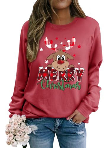 Yihelian Damen Sweatshirt mit Rentier-Elch-Motiv Weiches...