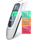 Forehead Thermometer for Fever, Digital Thermometer for Adults and Seniors, Easy to Use Forehead and Ear Mode, LED Display with Big Buttons, Unique Design, iProven DMT-316 (Grey)