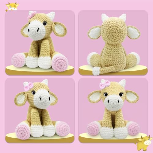 Image of CODGP Crochet Kit for Beginners,11.8-Inch Cow Crochet Kit for Adults