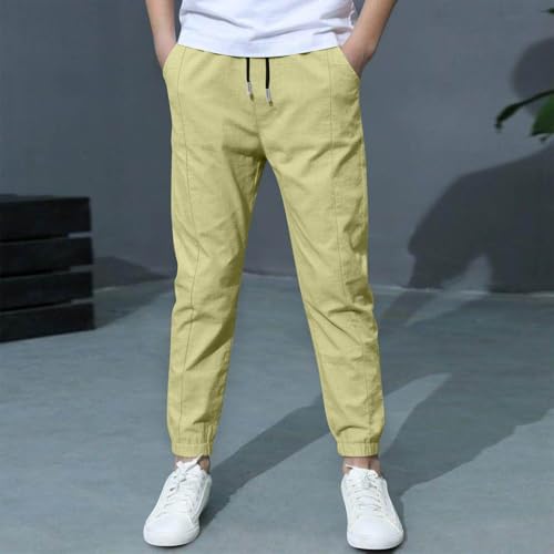 Boys Pants Casual Elastic Waist Drawstring Trousers Soft Fashion Lightweight Lounge Athletic Sweatpant with Pockets2