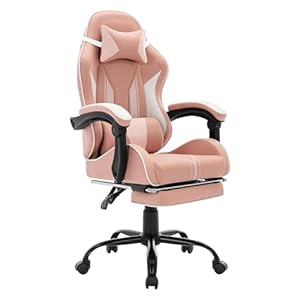 MIXASTEP Gaming Chair for Kids Computer Chair with Footrest and Lumbar Support, Ergonomic Cute Gamer Chair, Racing Reclining PC Game Chair for Girl, Teen, Kids, PINK