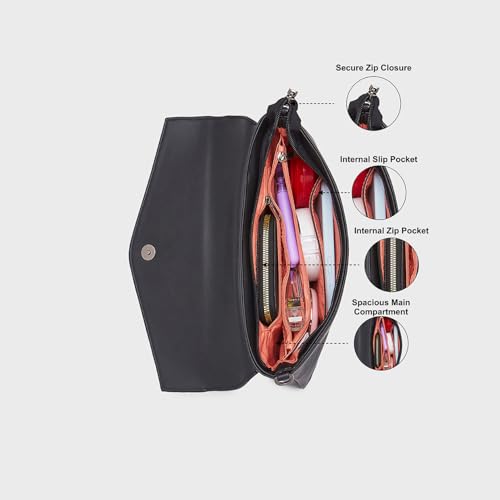 Image of Caprese Ava Clutch, Large | Versatile Clutch for Women with Adjustable & Detachable Straps & Secure Zip Closure | Stylish Shoulder Bag | Perfect for Parties, Weddings & Special Occasions