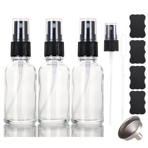 1 oz Glass Spray Bottles,Small Empty Fine Mist Refillable Travel Spray Bottle for Cleaning,Perfume,Aromatherapy,Cosmetic Sprays,Hair,Essential Oils with Fine Mist Dispenser（3 Pack）
