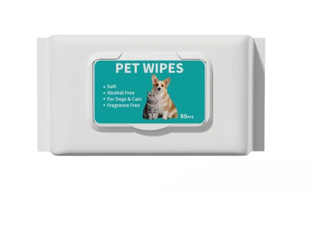 Pet Wipes, Pet Grooming Wipes, Soft, Alcohol-Free, for Dogs and Cats, Unscented, Dog Wipes 80pcs, Large Pet Grooming Wipes for Dogs & Cats, for full body, eye wipes, ear wipes, Paws, & Butt (1 pack)