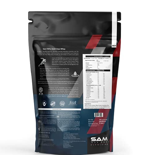 Image of SamFit Pro Gold Class Whey Protein | Mango Might | 2 Lbs | 907 Grams | 24 Gram Protein per Scoop | USA made Whey| 0g Trans Fat | Keto Friendly Protein Powder, For Fat loss and Maintaining Lean Muscles|