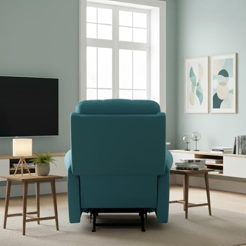 Image of Fabric Livo Recliner Sofa Chair Single Seater for Living Room, Office Manual Push Back Recliner Sofa Chair with Cushioned Armrest & Back Support (Turquoise)