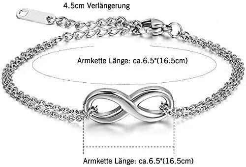 Miniatura 3 de Oidea - Pulsera de acero inoxidable para parejas con infinito, con bolsa de regalo