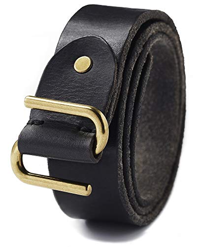 CP Slider Belt - Full Grain Leather Belts For Men - Black Leather Belt With Brass Buckle