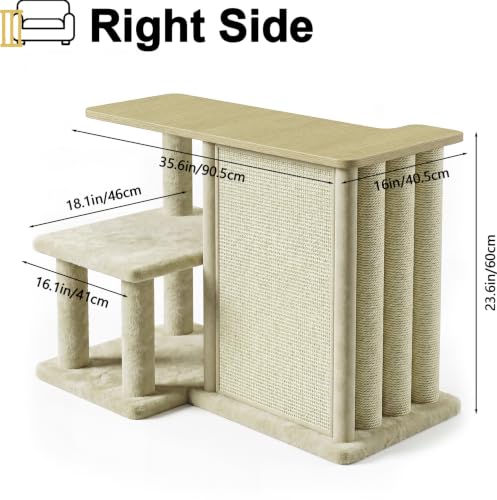 Image of Homegroove Cat Scratching Post, Mushroom Shaped Tall Scratch Post with Large Stable Round Base, Sisal Cat Scratcher Furniture for Indoor Kittens and Adult Cats (Natural Wood - Right)