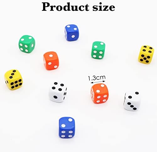 1.4cm Six-Sided Dice,10Pcs Eco Friendly Dice,5 Colours Acrylic Dice Gaming Dice Standard Six Sided Decider Board Game Dice,Great for Board Games, Dice Games, Math Games