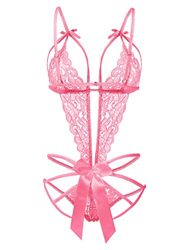 Image of Donnalla Women's Deep V Lace Teddy One Piece Lingerie Cutout Strappy Lingerie