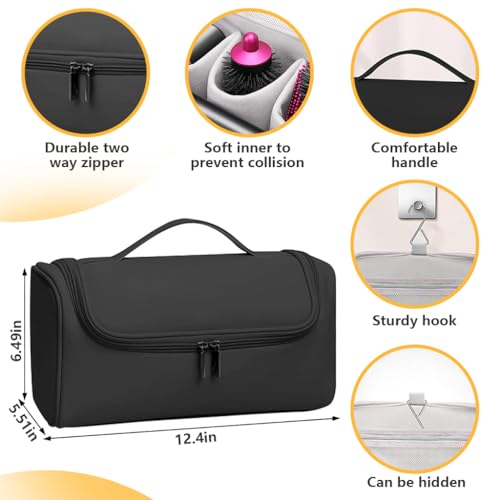 Image of MAYCREATE 2PCS Travel Storage Bag for Dyson Air wrap Holder Hair Styler Organizer,Black(Bag Only)