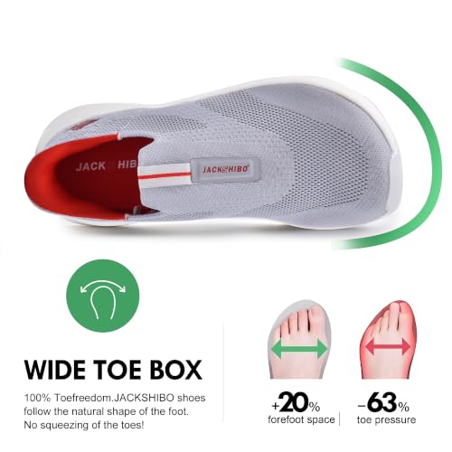 Image of JACKSHIBO Mens Slip Ins Free up Hands Shoes Wide Toe Box Arch Support Orthopedic Walking Sneakers