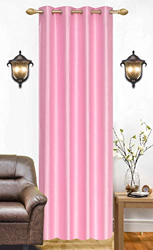 Image of Curtains 9 Feet Long for Living Room - Long Door Curtains Set 1 Pcs Panel, Solid Parda for Home Decor & Office Light Pink Colour 9 feet (48 x 108 Inch) - 1 Pcs
