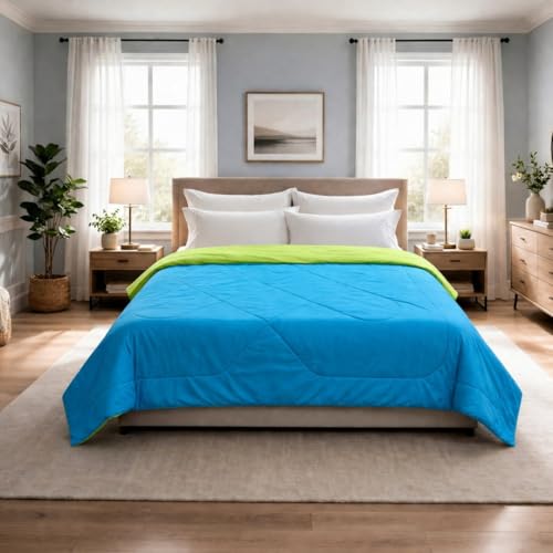 Image of Dream Living Microfibre Reversible Comforter | Double (Aqua & Green, 200 GSM)