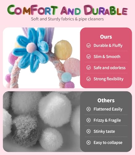 Girls Headband Making Kit, DIY Hair Accessories Pipe Cleaners Decoration on Headbands, Bead Maker Hair Decoration Craft kit for Girls, Age 5-12