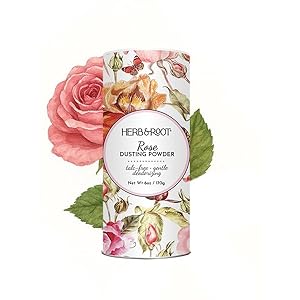 Herb & Root Talc Free Body Dusting Powders. Rose, Vanila, Sandalwood, Lavender, Jasmine, and Gift Sets (Full Size, Rose)