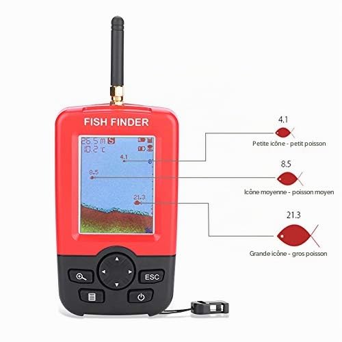 Alomejor Sonar de Trouveur de Poisson Capteur Sonar sans Fil 100M Sondeur d'écho de Poisson Fishfinder pour la pêche en Plein Air