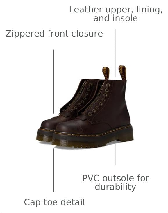 Image of Dr. Martens Unisex Sinclair Leather Platform Boots Dark Brown UK 7 (US Men's 8, US Women's 9) Medium