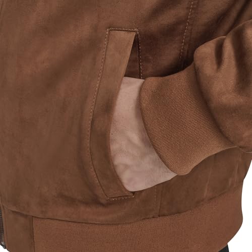 Image of Cole Haan Men's Rib Knit Collar Fully Lined Faux Suede Jacket