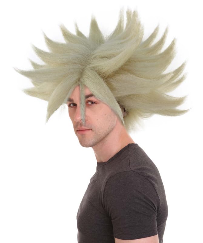 HPO Adult Men's Anime Spike Wig, Adult Halloween Party and TV/Movie Cosplay Wigs for Men Flame-Retardant - Blonde - Image 2