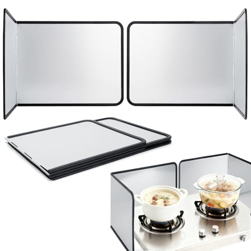 DBAATTZ Paraspruzzi di grasso pieghevole, salvaspazio, 2 paraschizzi da cucina, 4 paraschizzi laterali, pieghevole, paraschizzi da cucina, per cucina, fornelli, padella (37,6 x 29,2 x 29,4 cm)