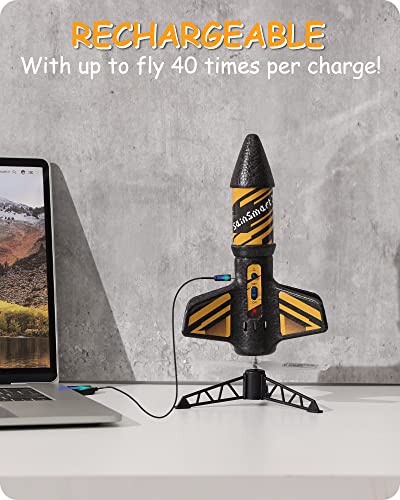 SainSmart Jr. Rakete Spielzeug mit Fallschirm, bis 61 m (Schwarz) – Ansicht 5
