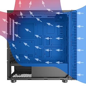 MUSETEX ATX PC Case 6 RGB LED Fans Tempered Glass Panel USB 3.0 Port,ATX Mid-Tower PC Gaming Case Cable Management/Airflow,Gaming PC Case (G05D6-HB) - Image 6