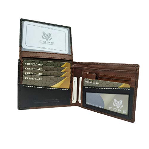 Image of COPS Stylish Men's Wallet, Original Top Grain Leather Wallet, Italian Design, Brown
