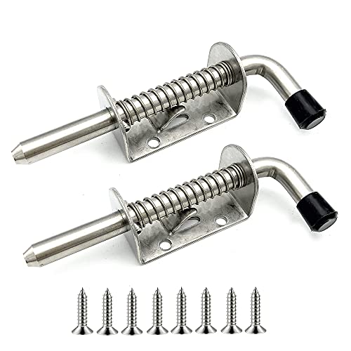 Lot de 2 verrous à ressort en acier inoxydable pour porte de garage, abri de jardin, cour, poulailler (128 mm) Cover