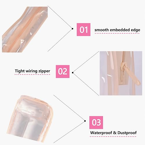 6 Packs Clear Cosmetics Bags for Women Men Waterproof Toiletry Bags PVC Makeup Bags Organizer Case with Zipper for Travel Bathroom (6 pink Colors)4