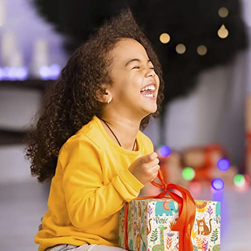 Central 23 Kids Birthday Wrapping Paper For Boys (X6) Sheets - For Girls - New Baby Birthday Gift Wrap - Safari Animals - Dinosaur Wrapper Paper - Kids Gift Wrap Matte - Recyclable #TOP3