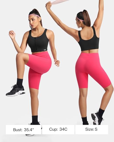 High Impact Sports Bra Zipper Front Adjustable Large Bust No Bounce Wireless Workout for Women Fitness Running2