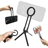 Aluminum Body Magnetic Phone Tripod Stand, 360 Universal Tripod, Magnetic Ring Included for Android, Strong Magnetic Travel Phone Tripod, Foldable Adjustable Design for Desk, Live Streaming, Vlogging