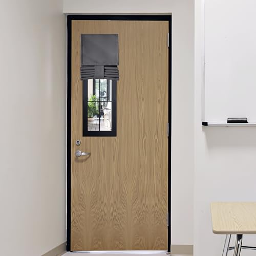 Image of RYB HOME Classroom Door Window Cover, Blackout Shades for Classroom Windows and Doors Cover Lockdown Shades, Room Darkening Design Blocks Views, W 8 x L 36, 1 Panel, Grey