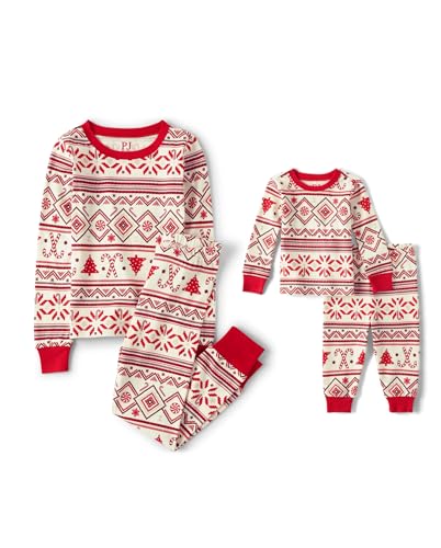 Image of The Children's Place Baby Group 1-Family Matching, Christmas Pajama Sets, Cotton, Fairsile-Red