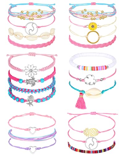 Image of Hicarer 21 Pc Friendship Bracelets Drawstring Anklets